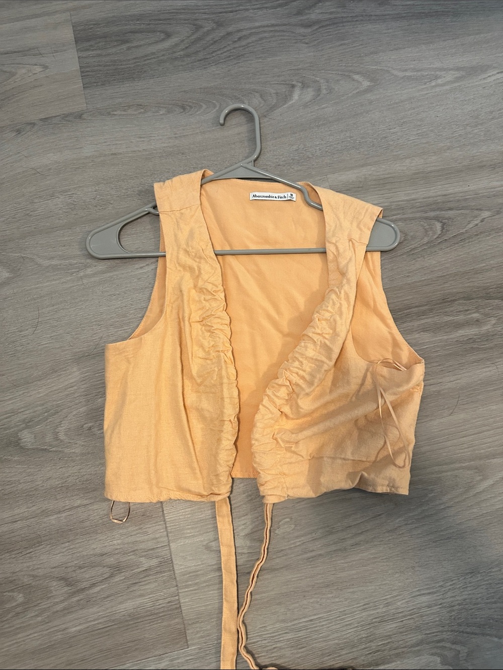 Abercrombie & Fitch Peach Ruffle Tie-Front Cropped Top
